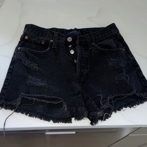 Aeropostale Black Distressed Denim Cutoff Shorts